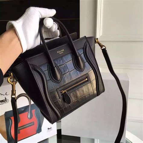 celine paris nano luggage smooth black original price|Celine nano luggage tote bag.